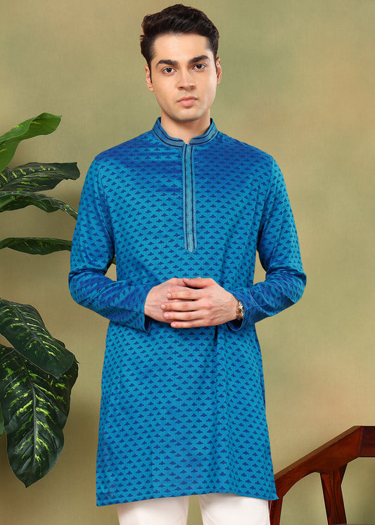 Tattva Men Geometric Printed Short Kurta