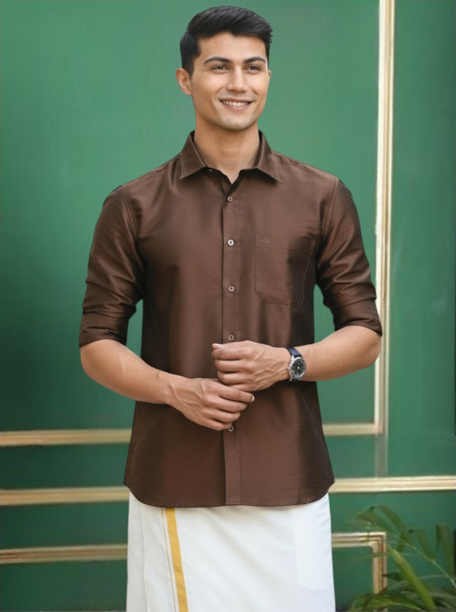 coffee brown dress shirt Organic Cotton Cashmere Dress Shirt in Coffee Bean Brown