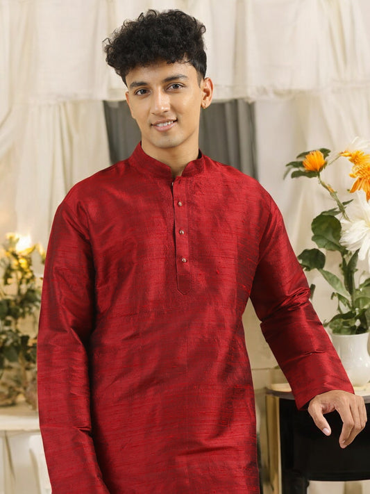 Tattva  Men Applique Dupion Silk Straight Kurta