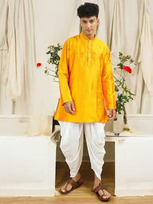 Tattva  Men Applique Dupion Silk Straight Kurta
