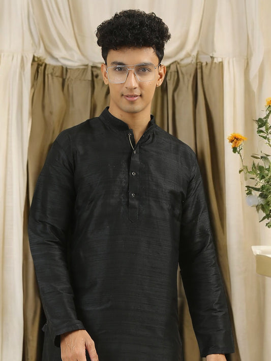 Tattva Men Applique Dupion Silk Straight Kurta