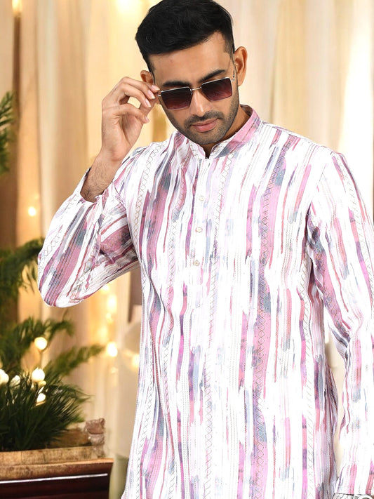 Tattva Men Multi Colored Mirror Work Kurta