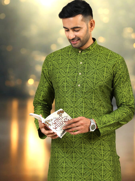 Tattva Men Printed Short Kurta