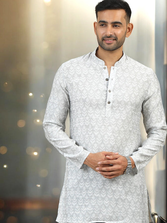 Tattva Men Thread Work Short Kurta