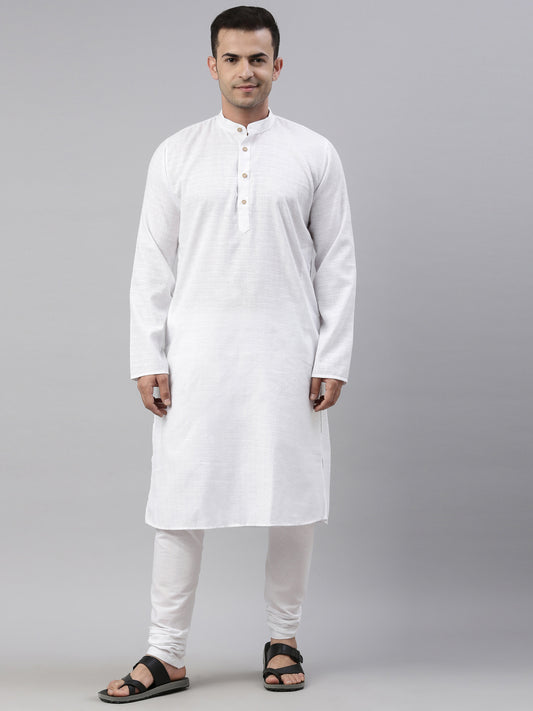 Buy Tattva White Color Cotton Long Kurta With Pyjamas - Tattva.Life