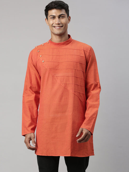 Buy Tattva Orange Cotton Straight Designing Cotton Kurta - Tattva.Life