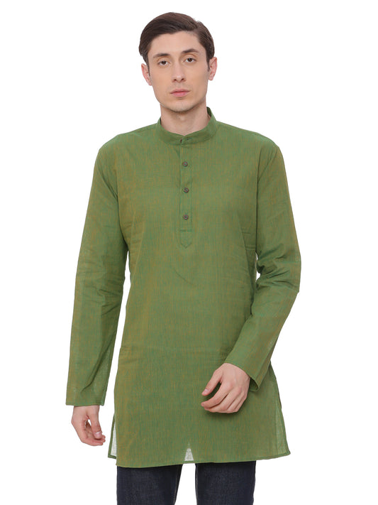Buy Bottle Green Solid Straight Short Kurta - Tattva.Life