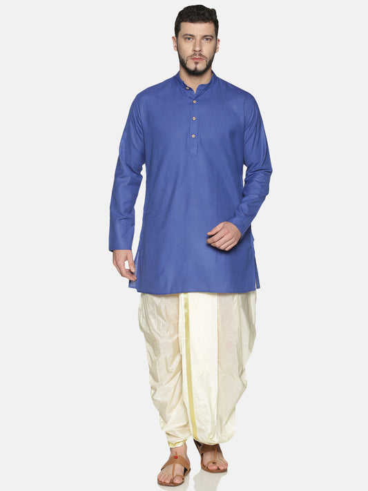 Buy Blue Cotton Short Kurta With Dhoti Pants - Tattva.Life