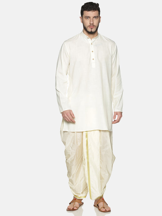 Buy White Cotton Solid Kurta With Dhoti Pants - Tattva.Life