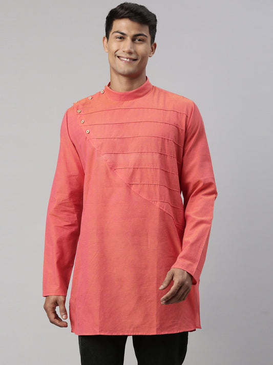 Buy Tattva Peach Cotton Straight Designing Cotton Kurta - Tattva.Life
