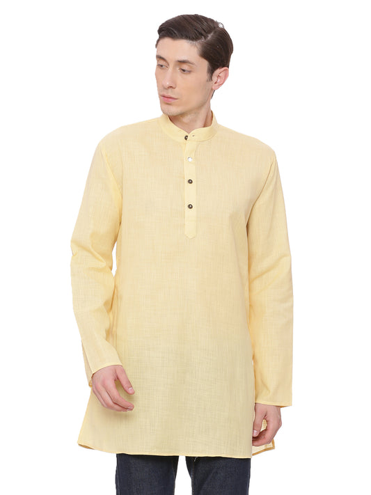 Buy Yellow Cotton Solid Straight Short Kurta - Tattva.Life