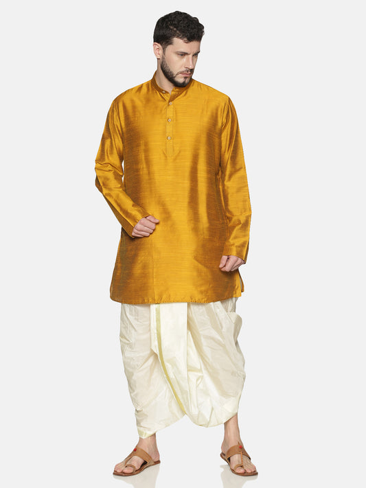 Buy Mustard Cotton Solid Kurta With Dhoti Pants - Tattva.Life