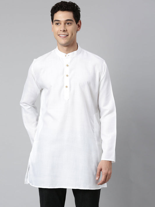 Buy Tattva Plain White Short Kurta with Madarin Collar - Tattva.Life