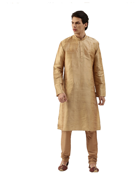 Buy Gold-Toned Pure Raw Silk Straight Long Kurta - Tattva.Life