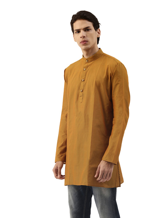 Buy Brown colour Cotton Straight Solid Cotton Kurta - Tattva.Life