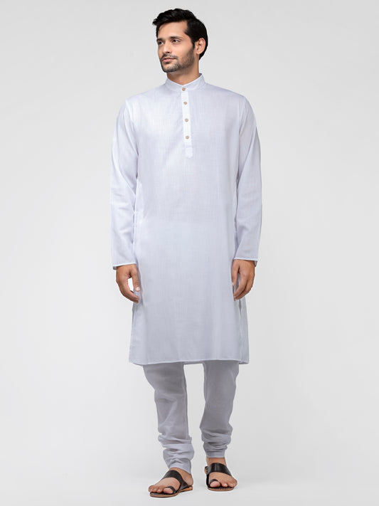 Buy White Cotton Solid Straight Long Kurta - Tattva.Life