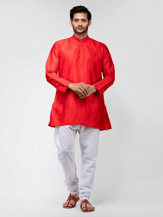 Buy Maroon Pure Raw Silk Straight Short Kurta - Tattva.Life