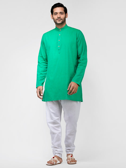 Buy Green Cotton Solid Straight Short Kurta - Tattva.Life