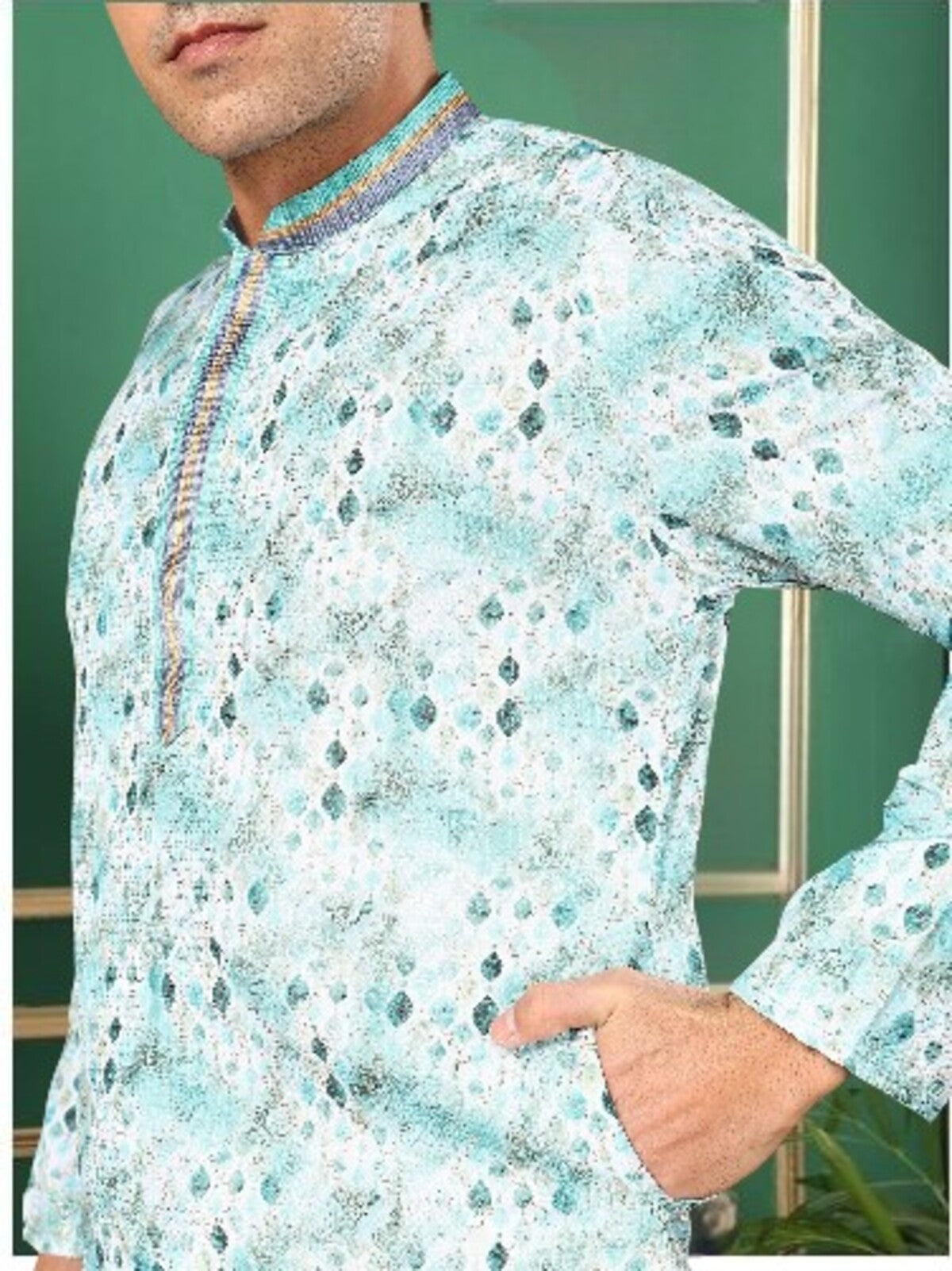 Tattva Men's Embroidered Thread Work Sequinned Kurta