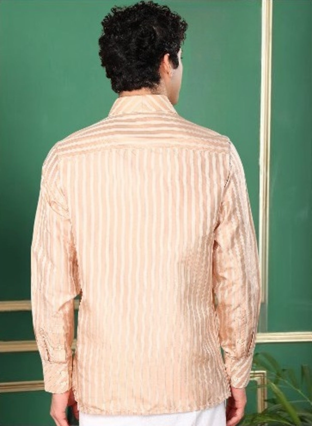 Tattva Light Pink Striped Pure Silk Shirt