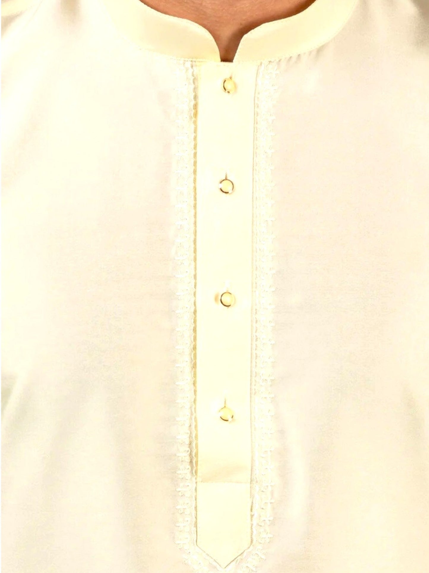 Cream Art Silk Kurta With Dhoti & Dupatta Set