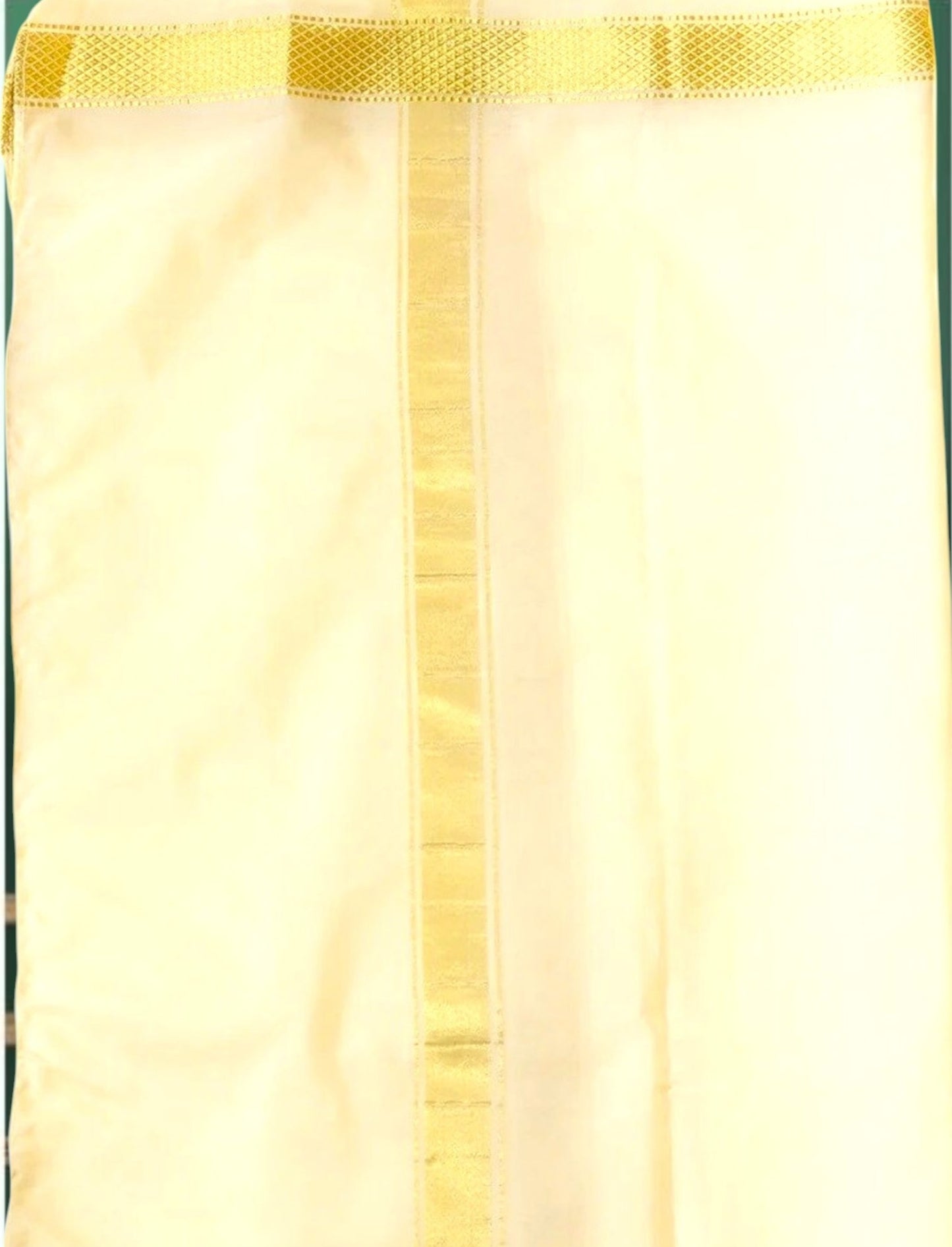 Cream Art Silk Kurta With Dhoti & Dupatta Set