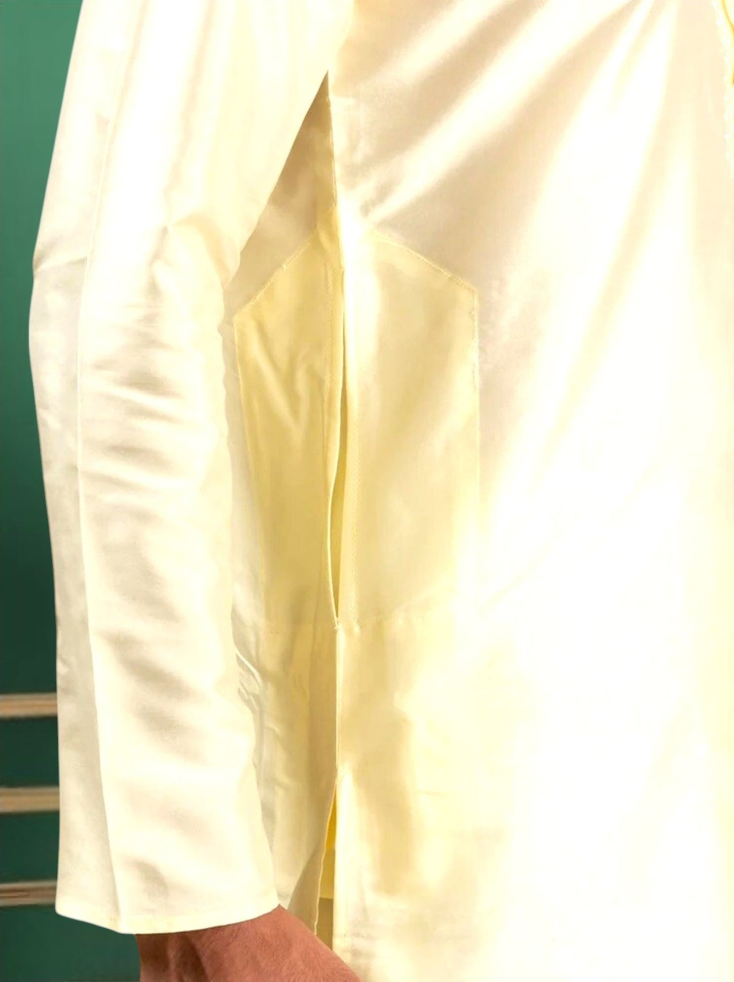 Cream Art Silk Kurta With Dhoti & Dupatta Set