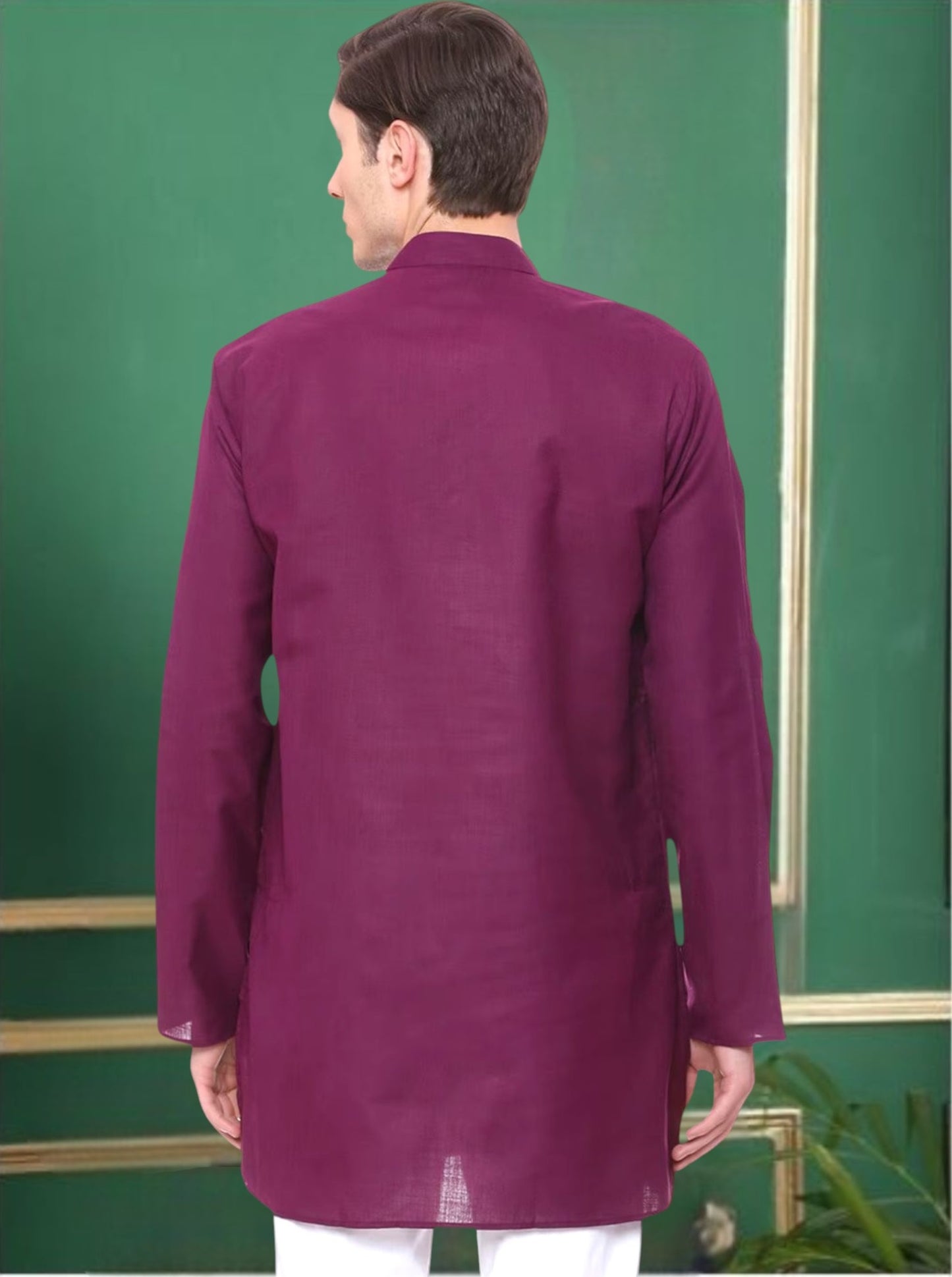 Purple Cotton Straight Solid Kurta