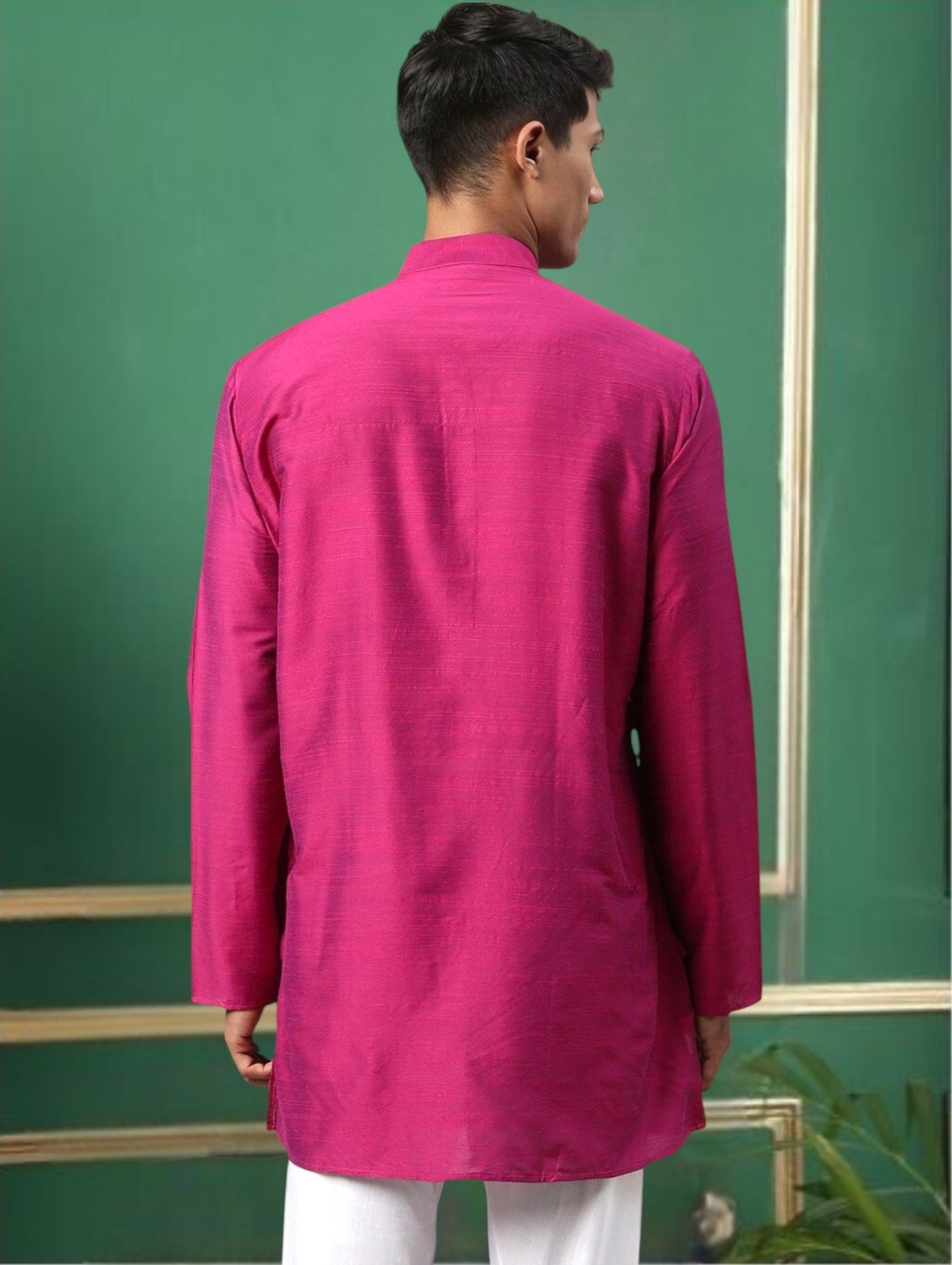 Fuchsia Cotton Straight Long Kurta