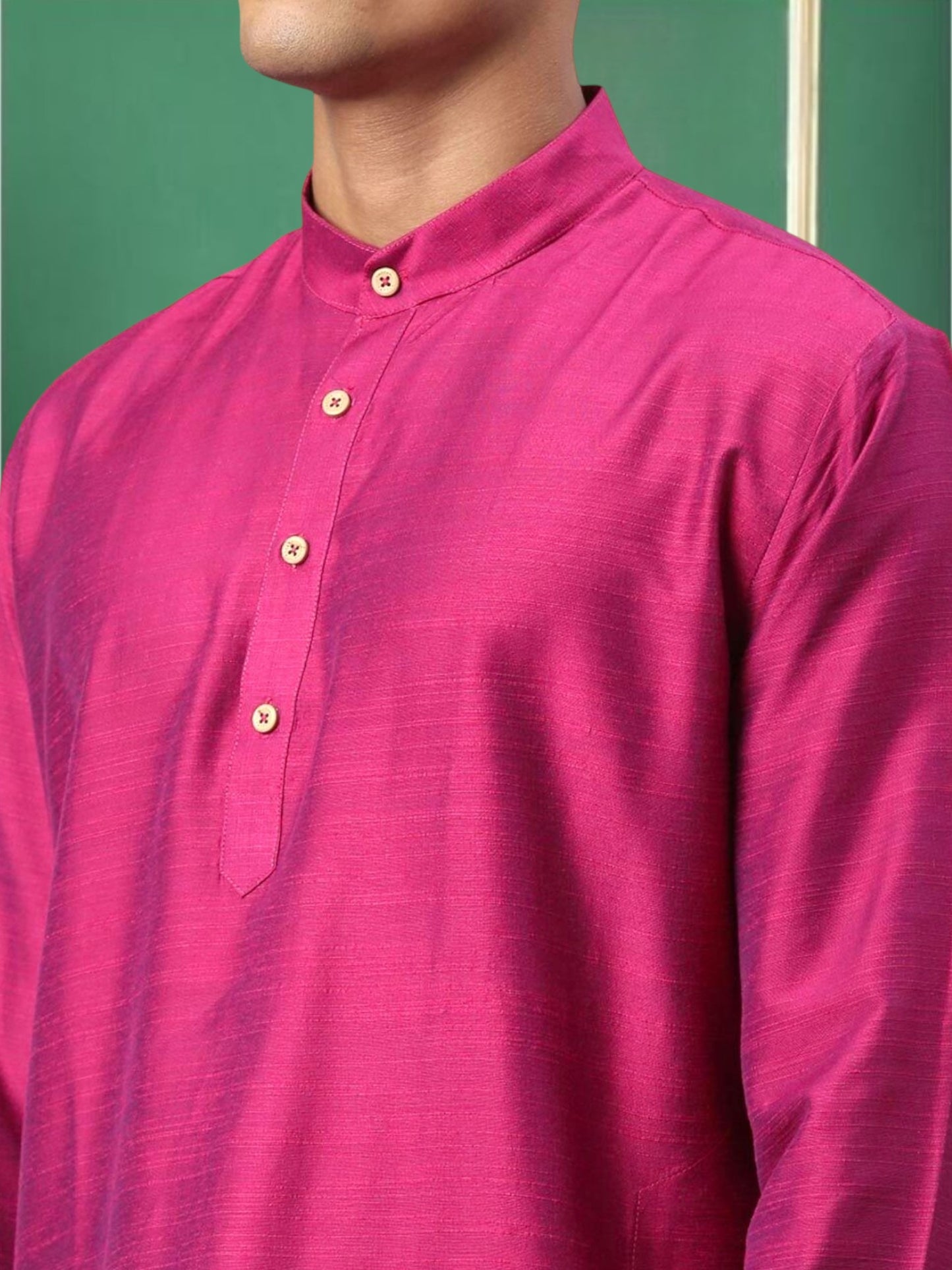 Fuchsia Cotton Straight Long Kurta