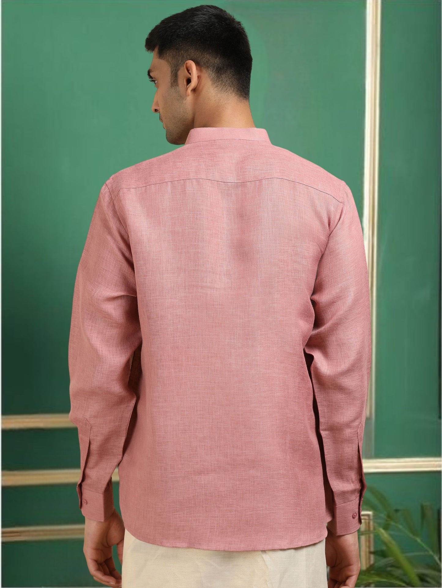 Tattva Men Peach Solid Super Short Kurta