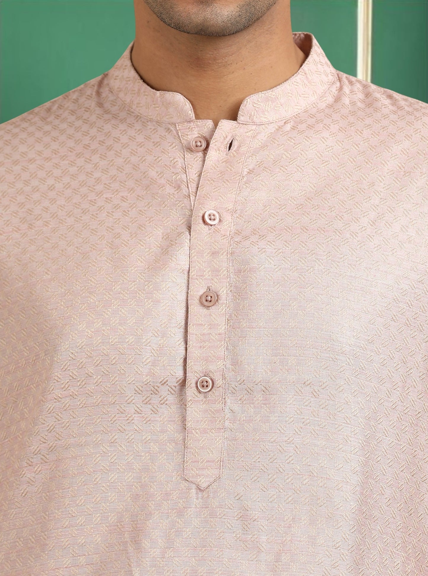 Tattva Pink Toned Jacquard Short Kurta