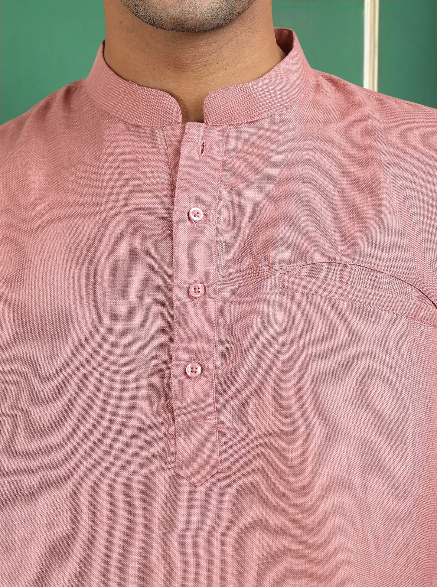 Tattva Men Peach Solid Super Short Kurta