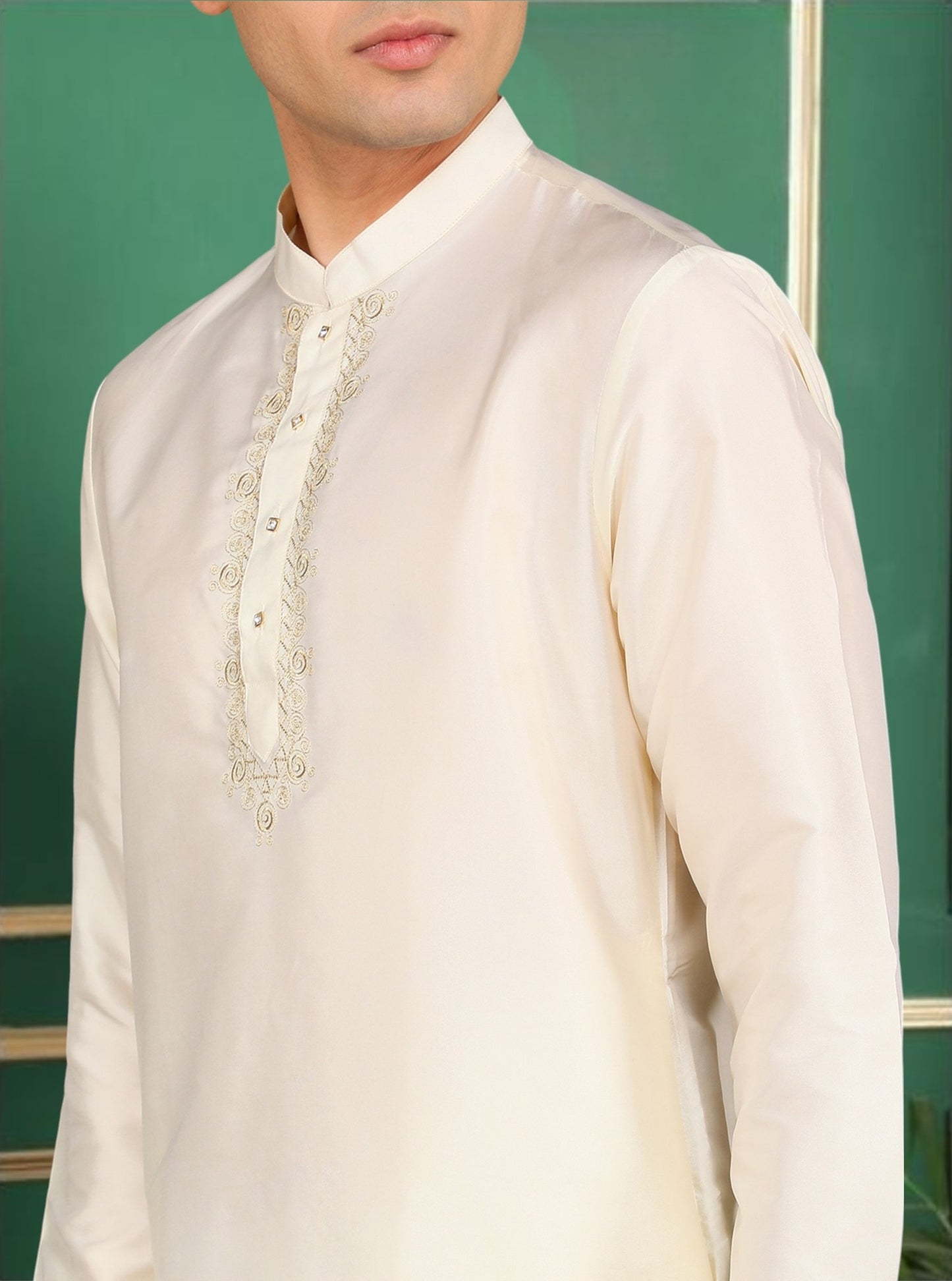 Tattva Men Cream Toned Short Kurta