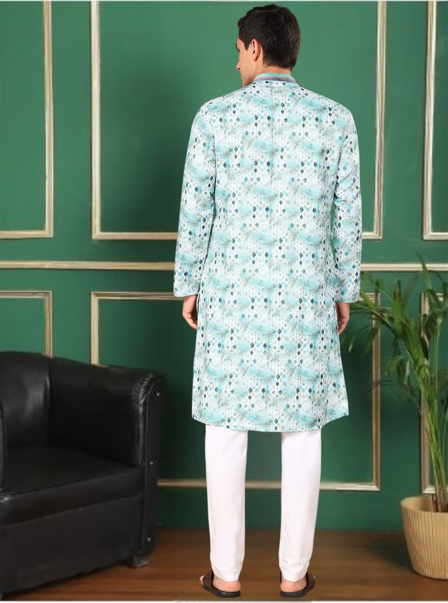 Tattva Men's Embroidered Thread Work Sequinned Kurta