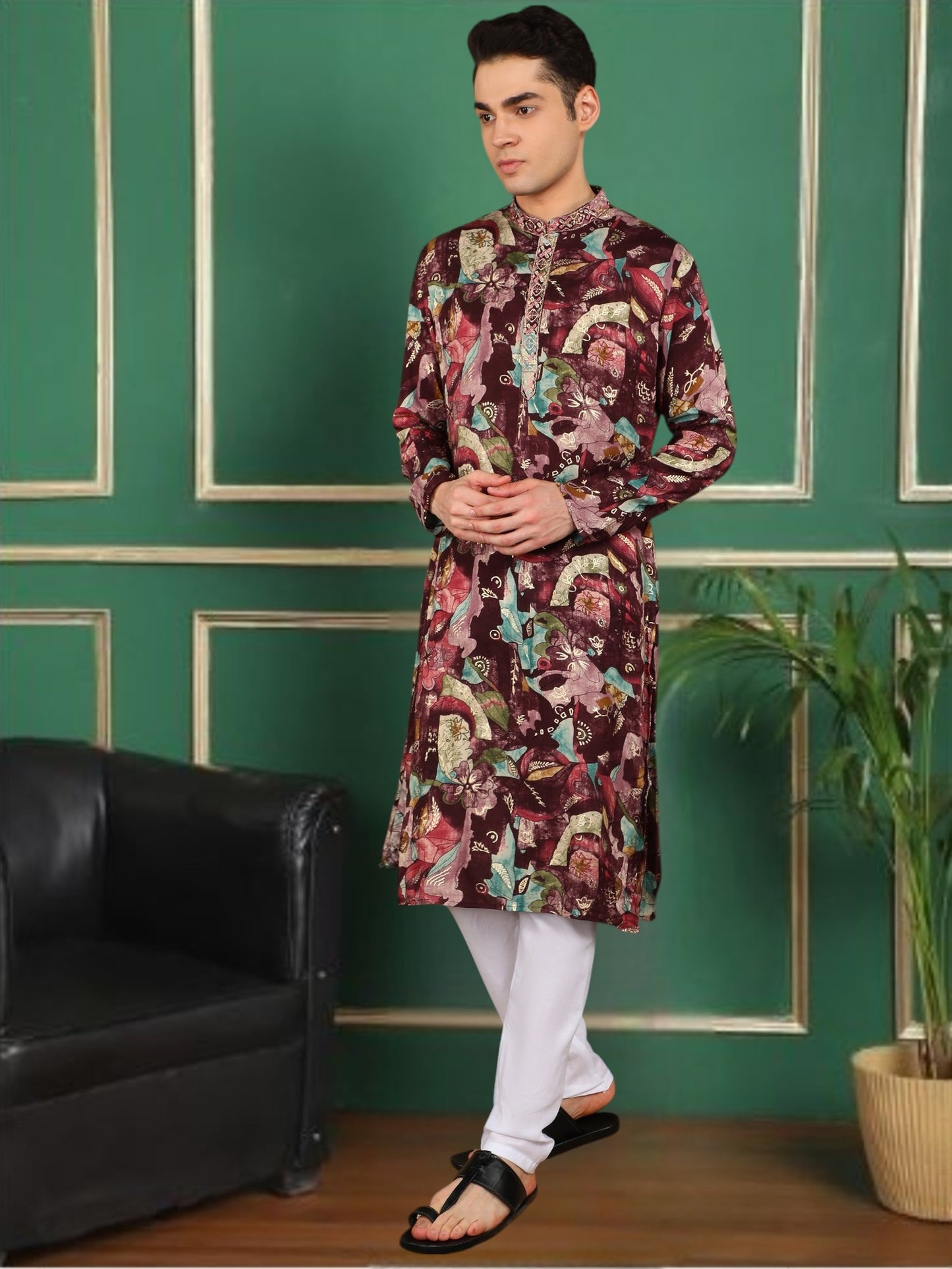 Tattva Men Floral Printed Kurta Pyjama Set