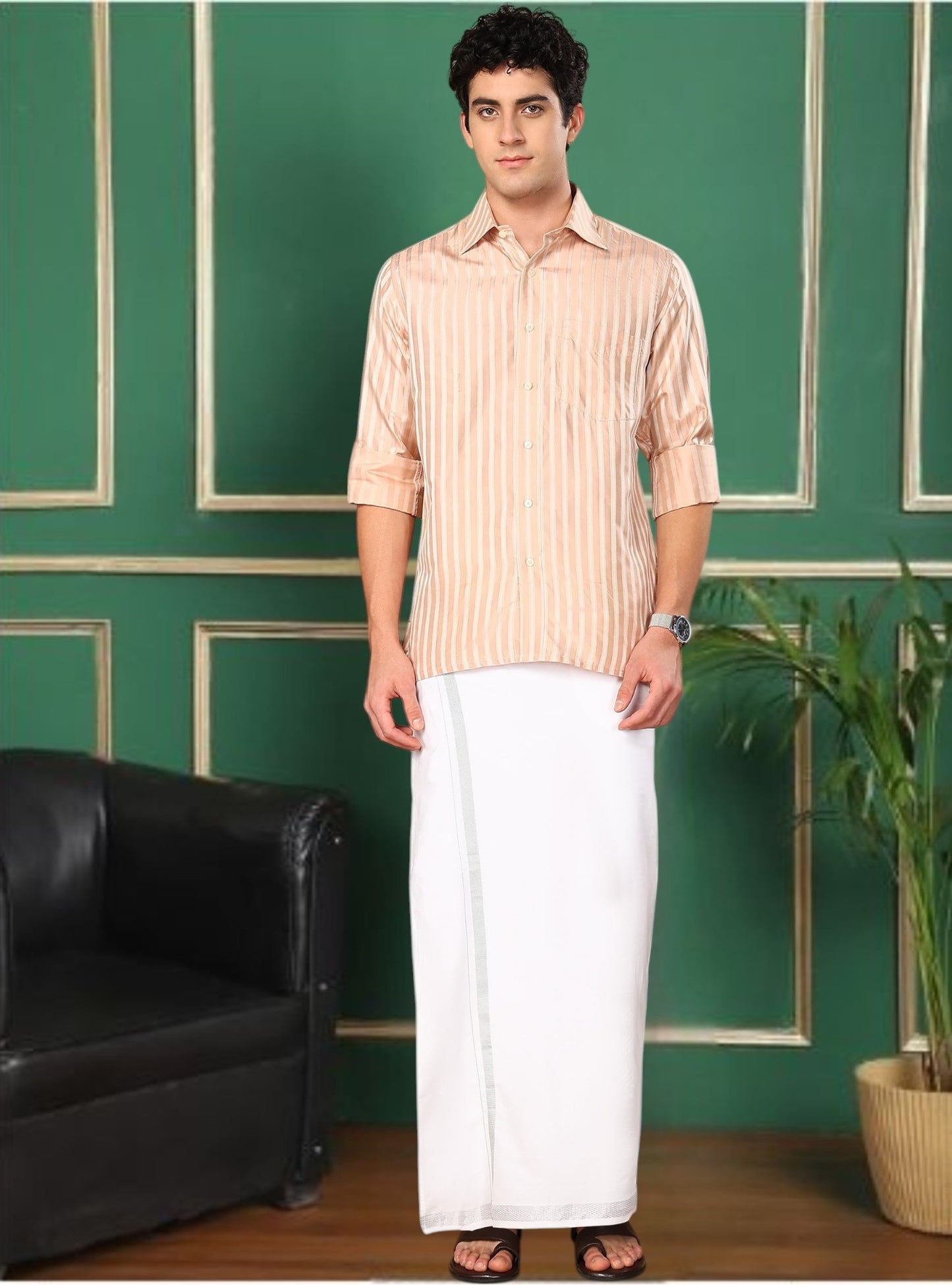 Tattva Light Pink Striped Pure Silk Shirt