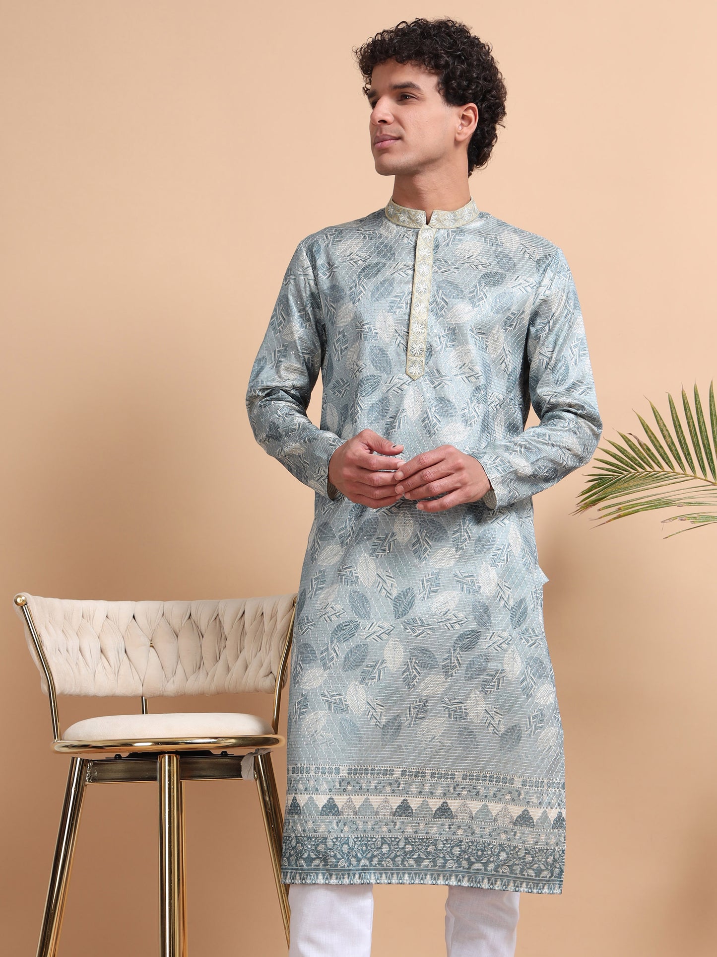 Tattva Men Ethnic Motifs Printed Regular Thread Work Kurta with Pyjamas