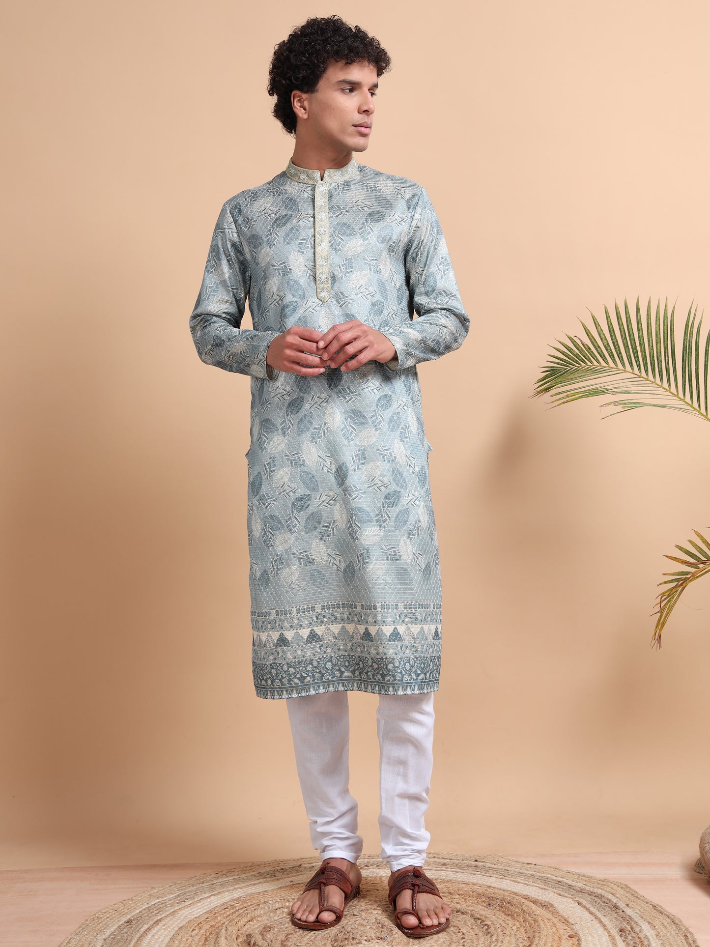 Tattva Men Ethnic Motifs Printed Regular Thread Work Kurta with Pyjamas