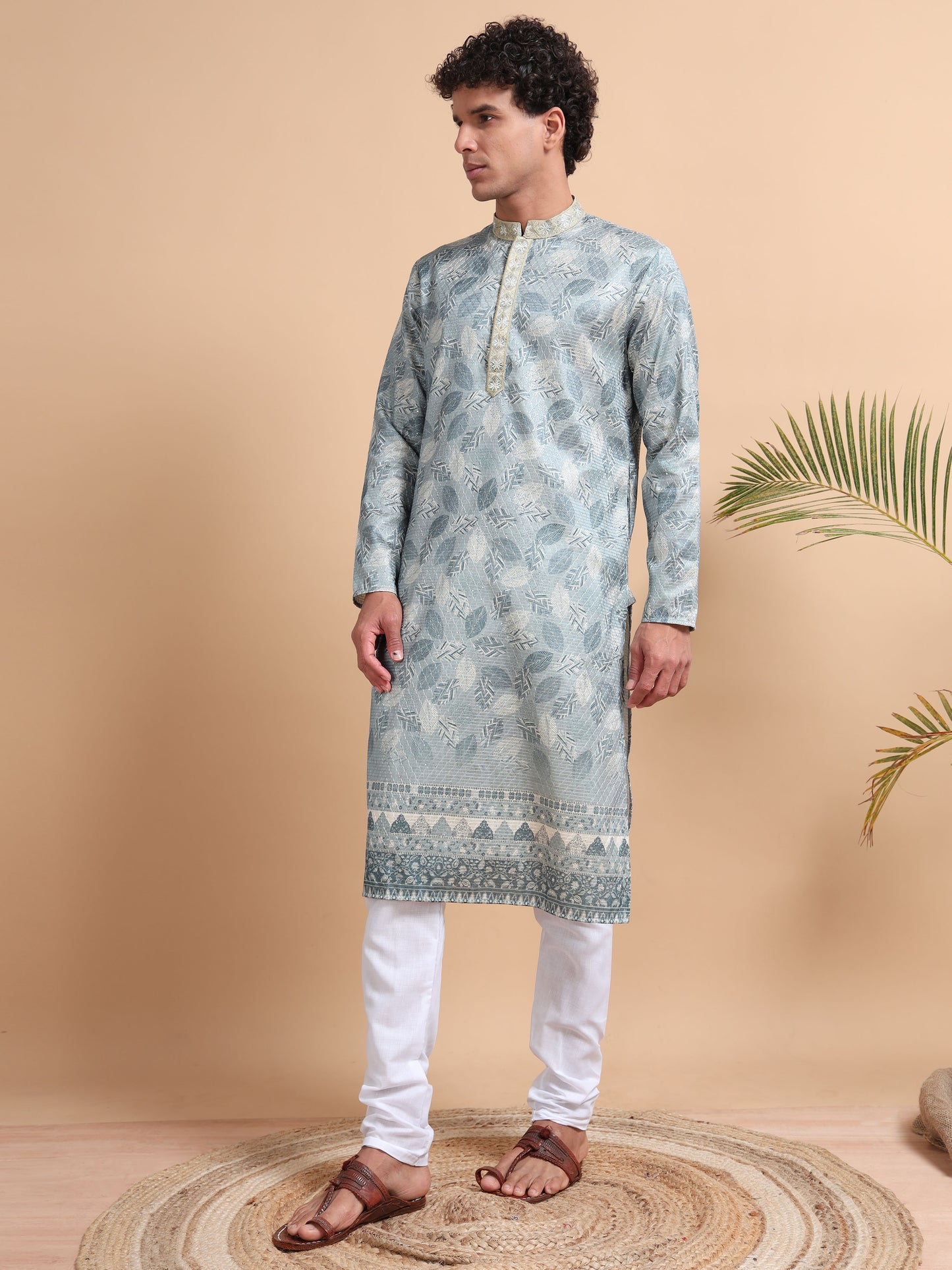 Tattva Men Ethnic Motifs Printed Regular Thread Work Kurta with Pyjamas