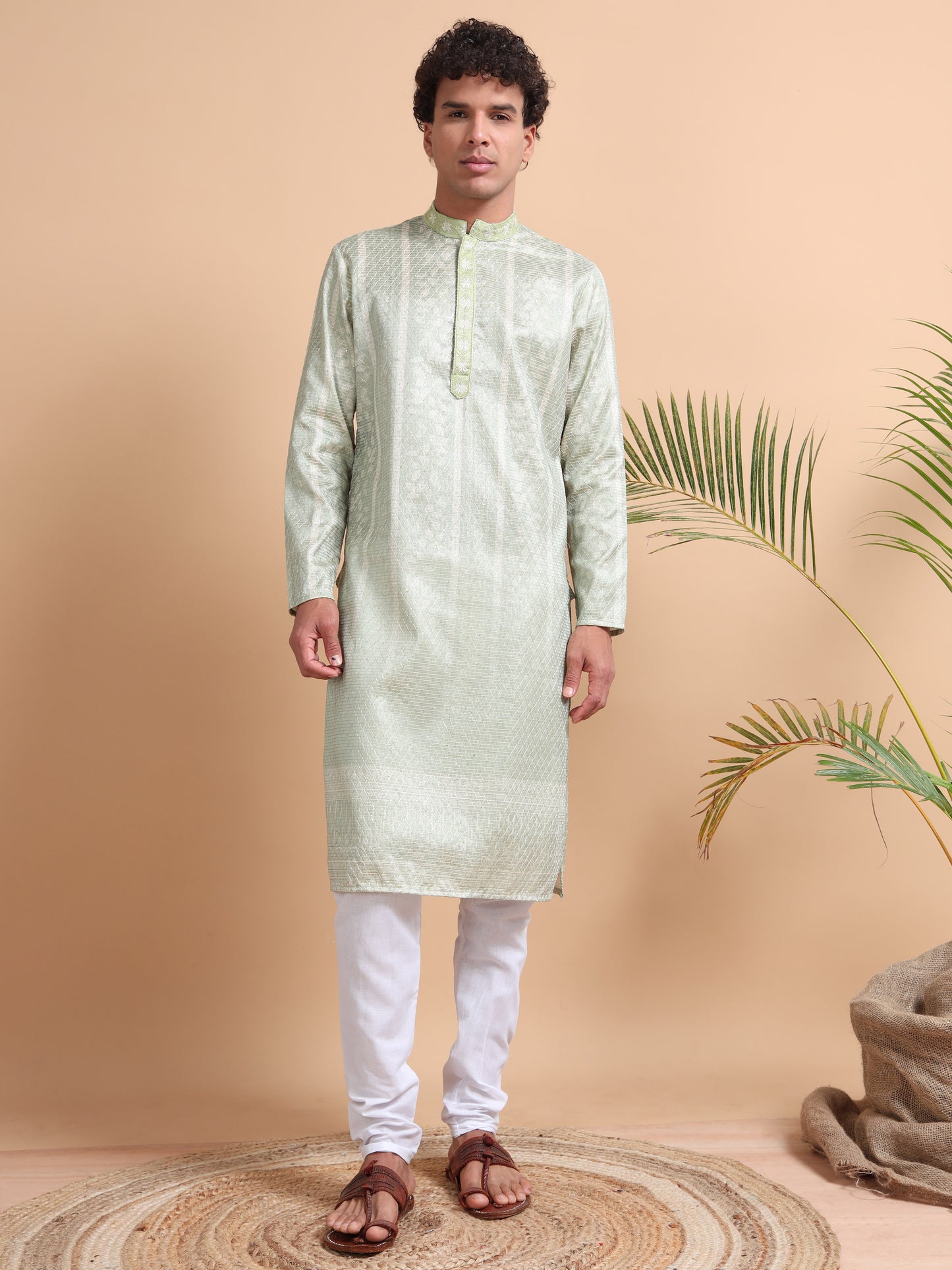 Tattva Men Ethnic Motifs Printed Regular Thread Work Kurta with Pyjamas