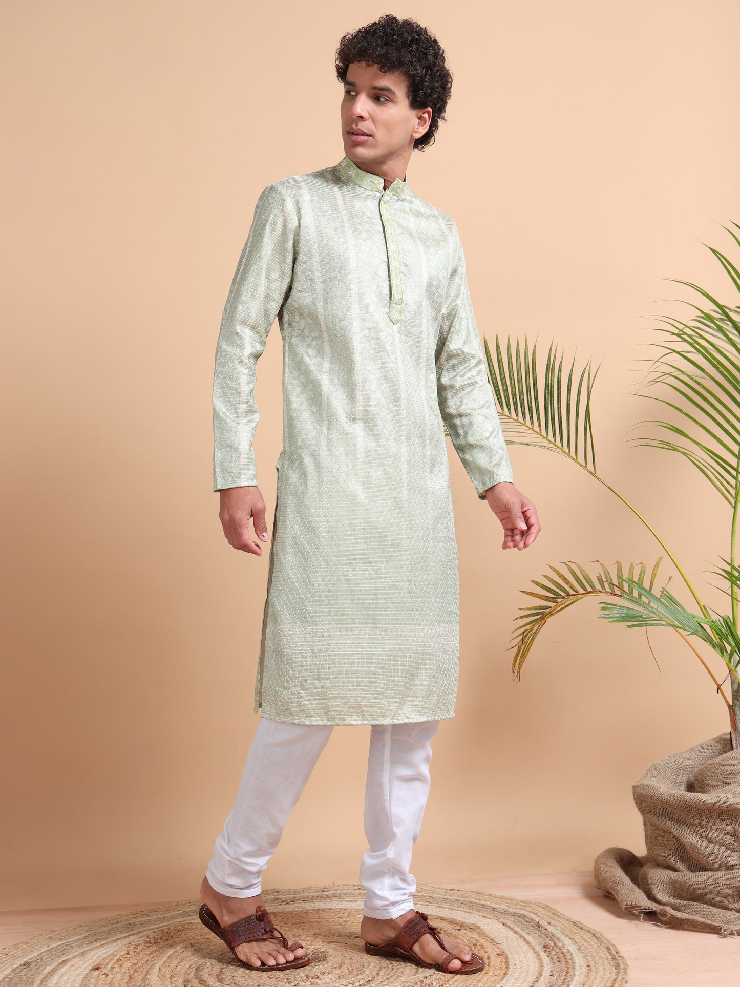 Tattva Men Ethnic Motifs Printed Regular Thread Work Kurta with Pyjamas