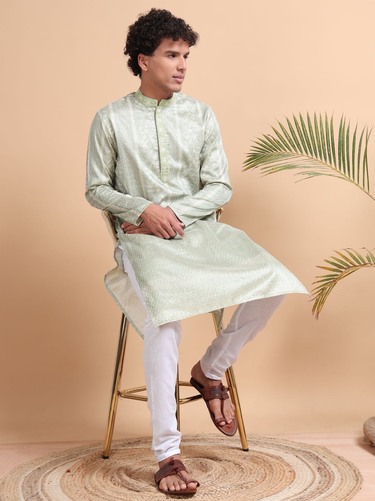 Tattva Men Ethnic Motifs Printed Regular Thread Work Kurta with Pyjamas