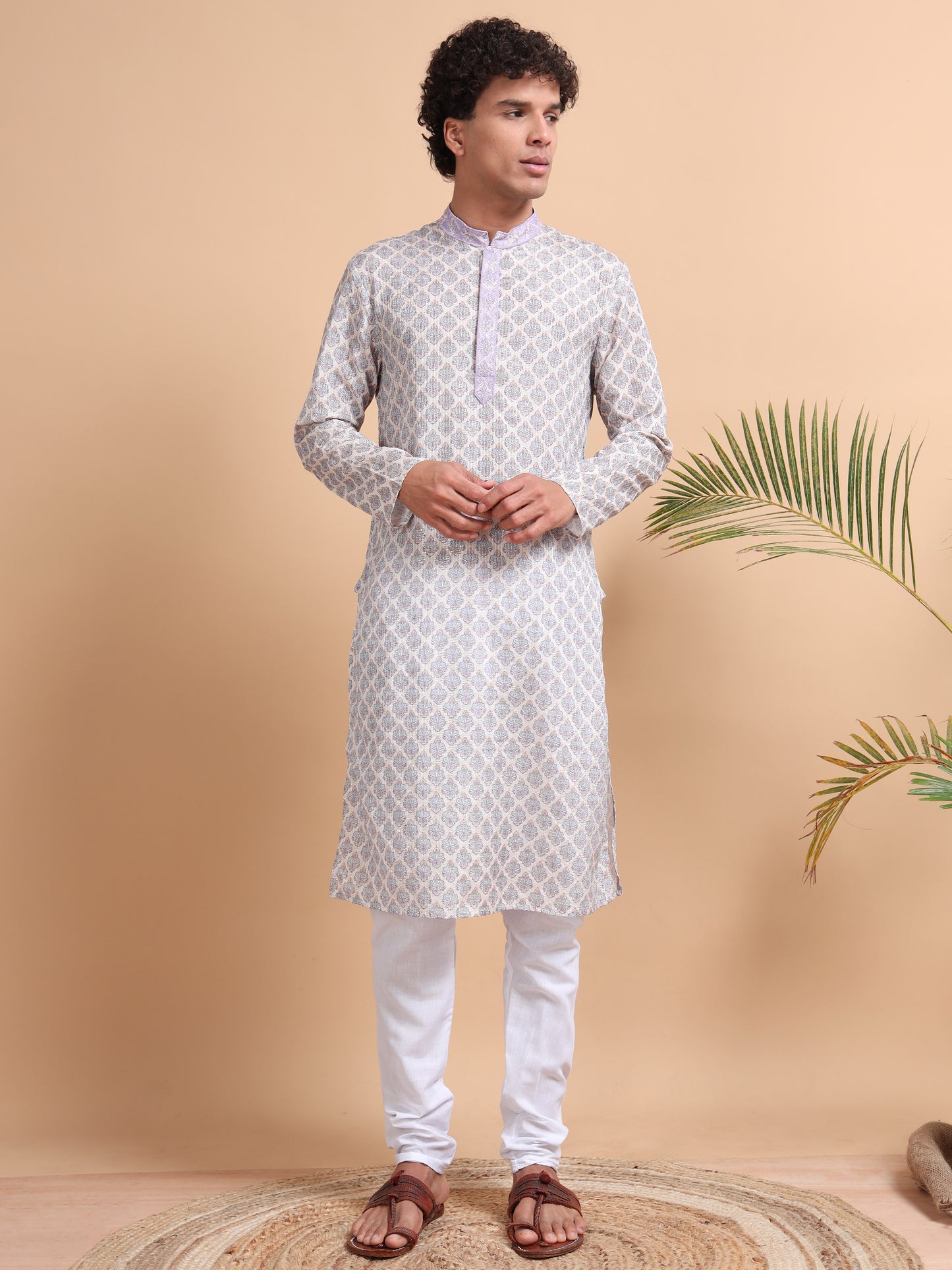 Tattva Men Ethnic Motifs Printed Regular Thread Work Kurta with Pyjamas