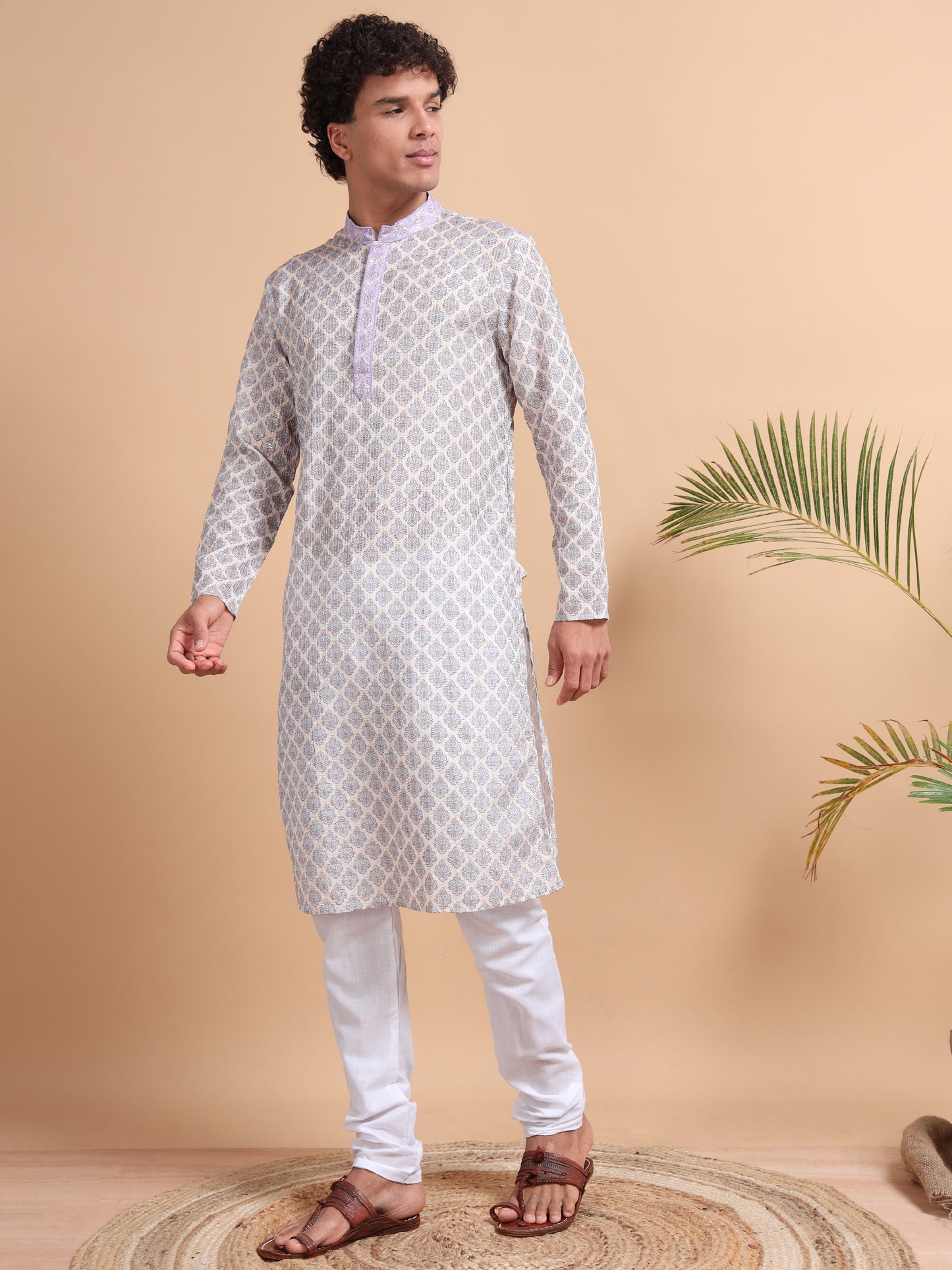Tattva Men Ethnic Motifs Printed Regular Thread Work Kurta with Pyjamas