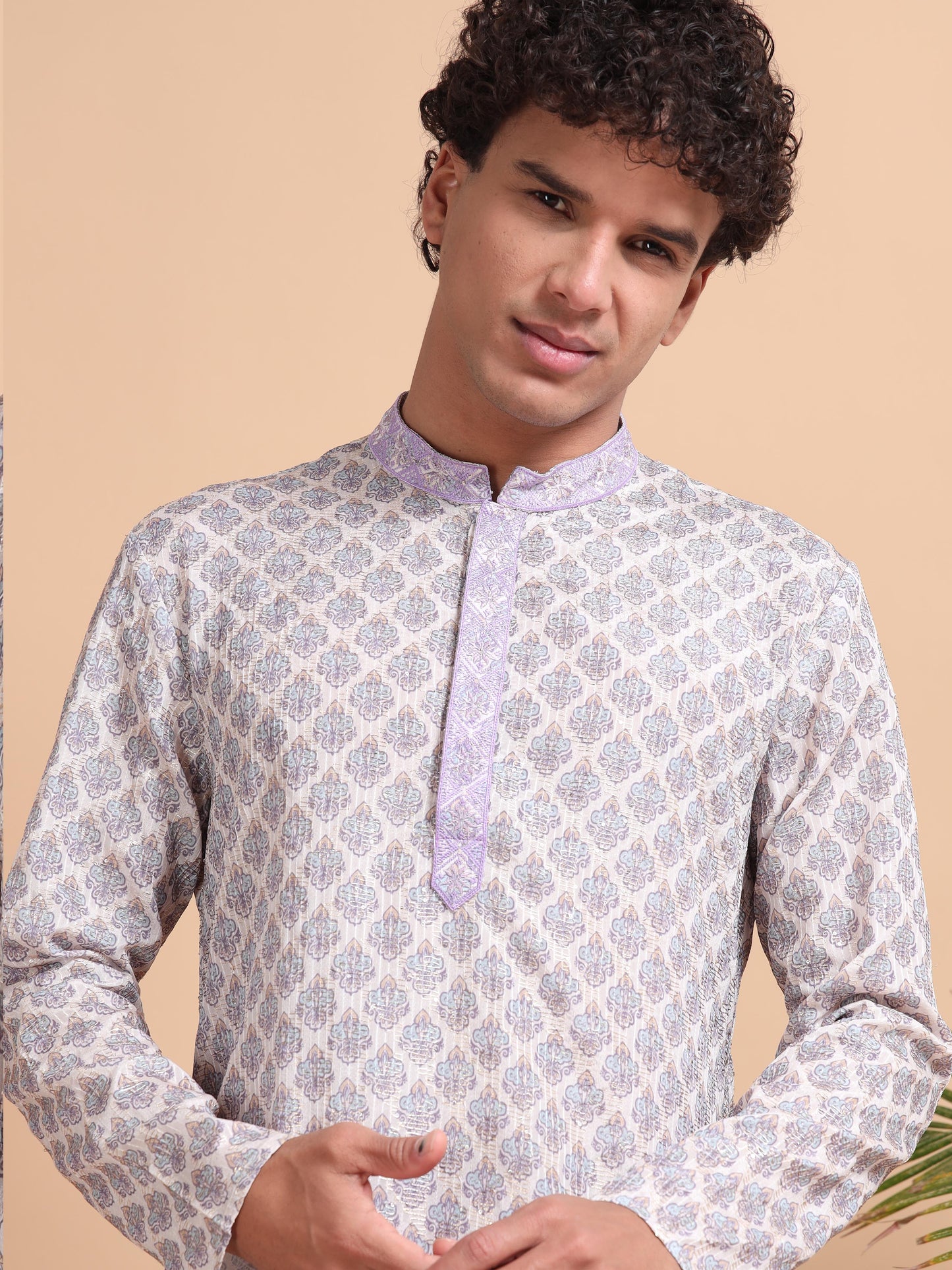 Tattva Men Ethnic Motifs Printed Regular Thread Work Kurta with Pyjamas