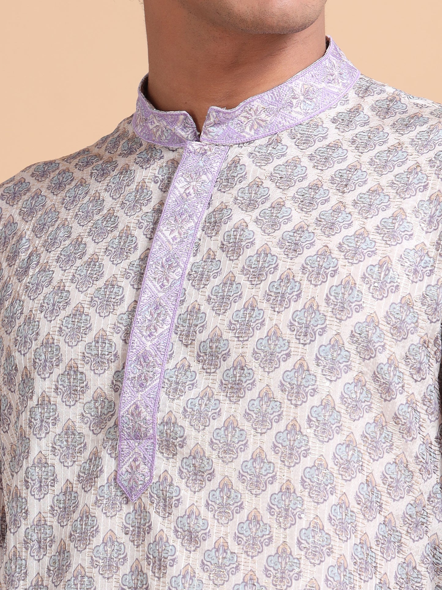 Tattva Men Ethnic Motifs Printed Regular Thread Work Kurta with Pyjamas