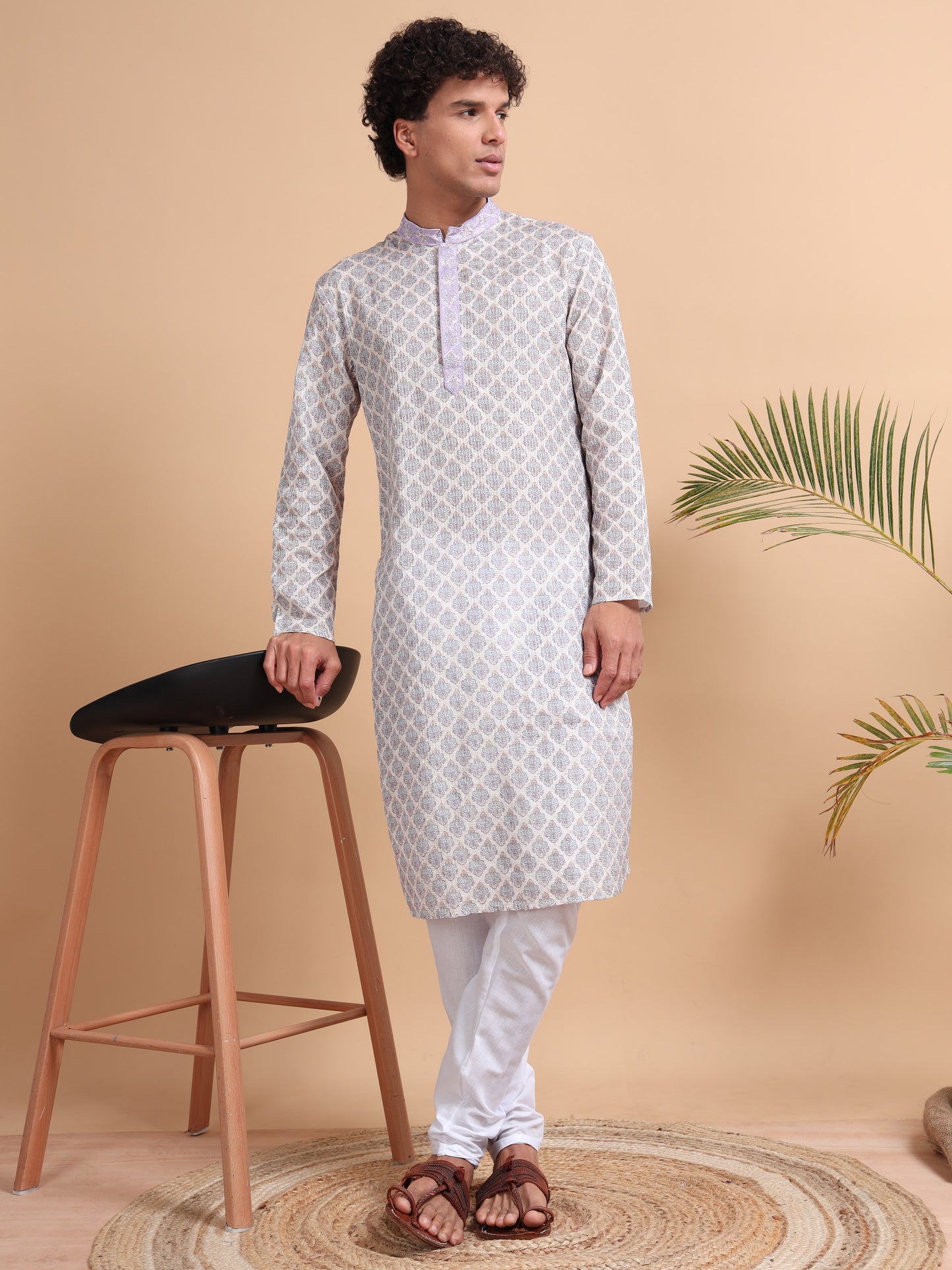 Tattva Men Ethnic Motifs Printed Regular Thread Work Kurta with Pyjamas
