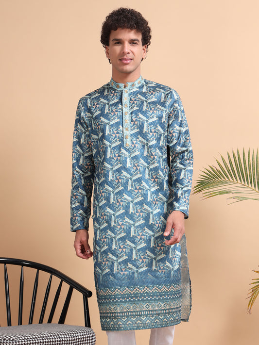 Tattva Men Ethnic Motifs Printed Regular Thread Work Kurta with Pyjamas