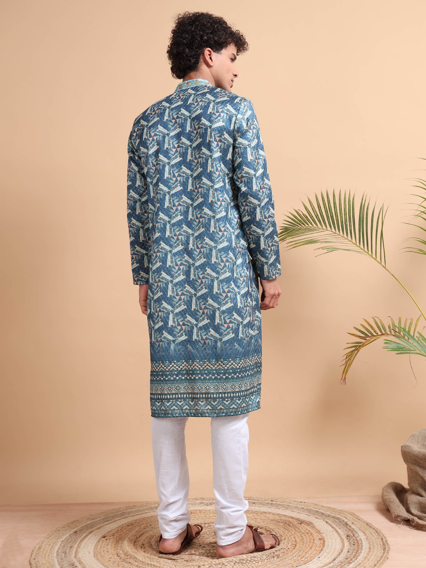 Tattva Men Ethnic Motifs Printed Regular Thread Work Kurta with Pyjamas